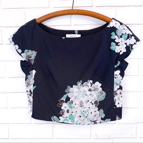 Milly • Sophia Floral Lined Zip Crop Top - Picture 3 of 8